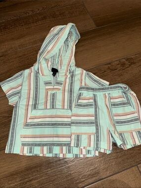 art class Mint, Peach & Cream Striped Toddler Hooded Top